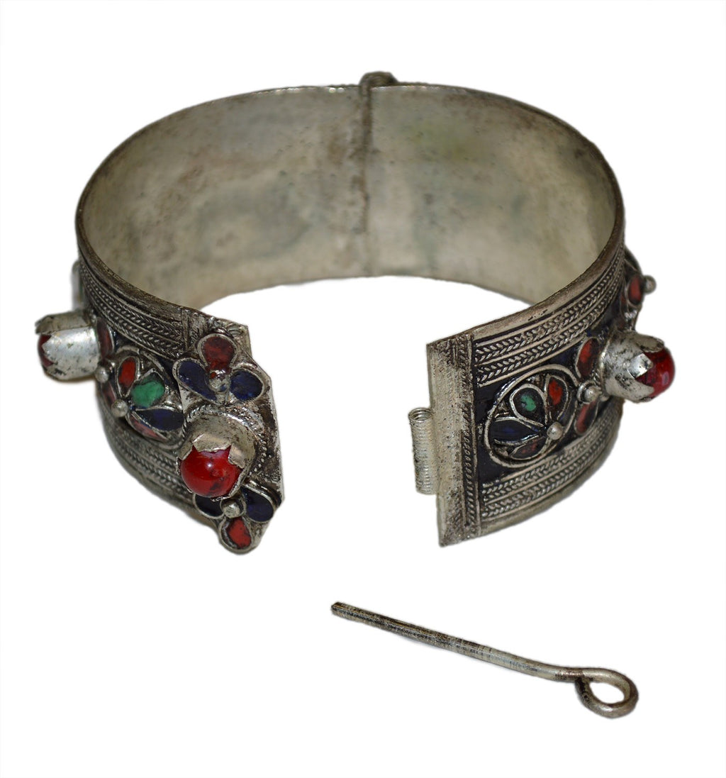 Berber Cuff Bangle Blue Flower Medallion