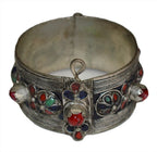Berber Cuff Bangle Blue Flower Medallion