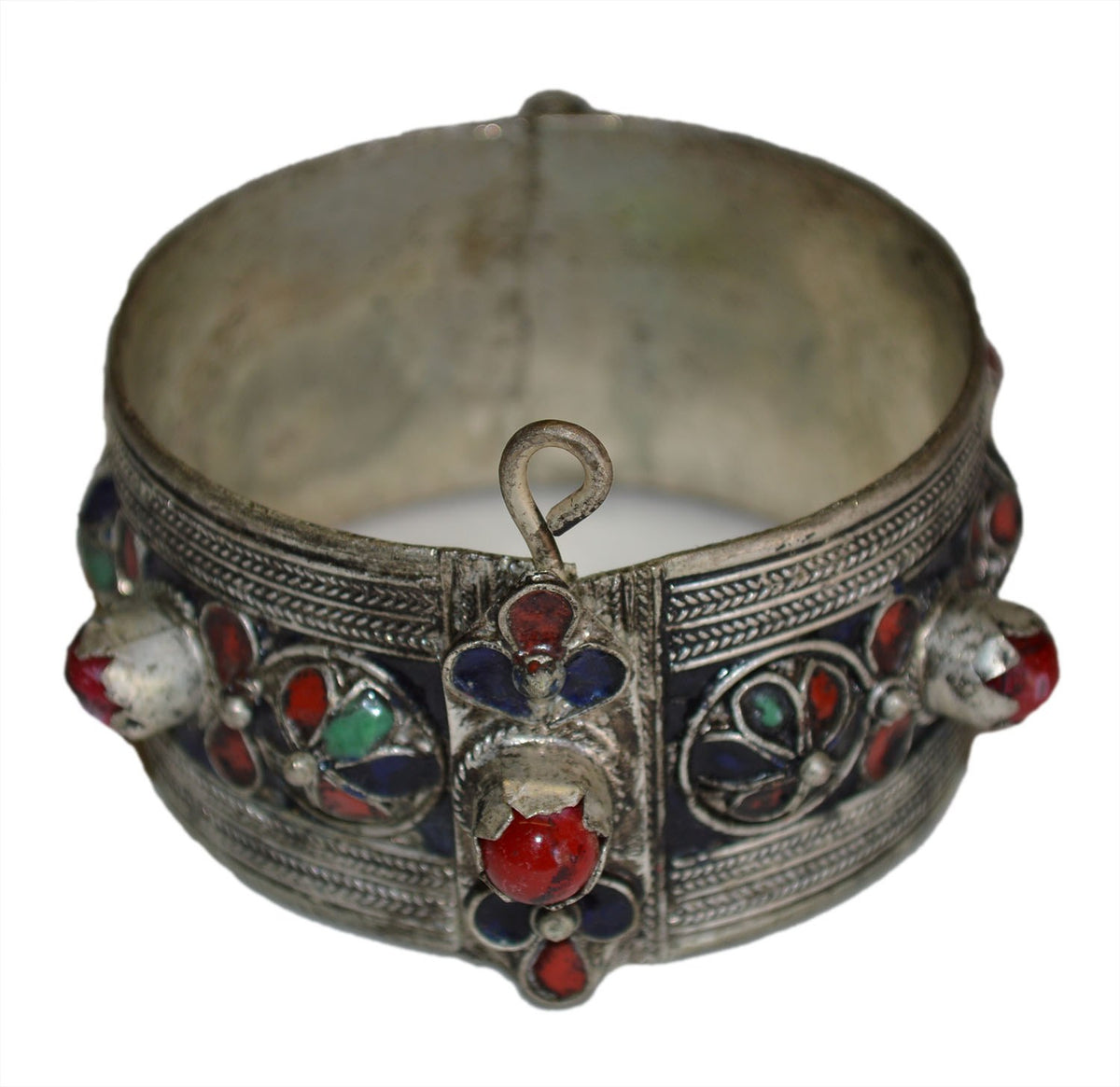 Berber Cuff Bangle Blue Flower Medallion