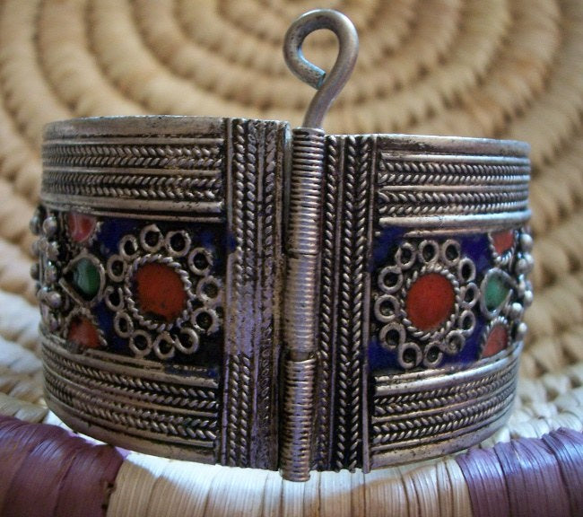 Berber Cuff Bangle Blue Rosette