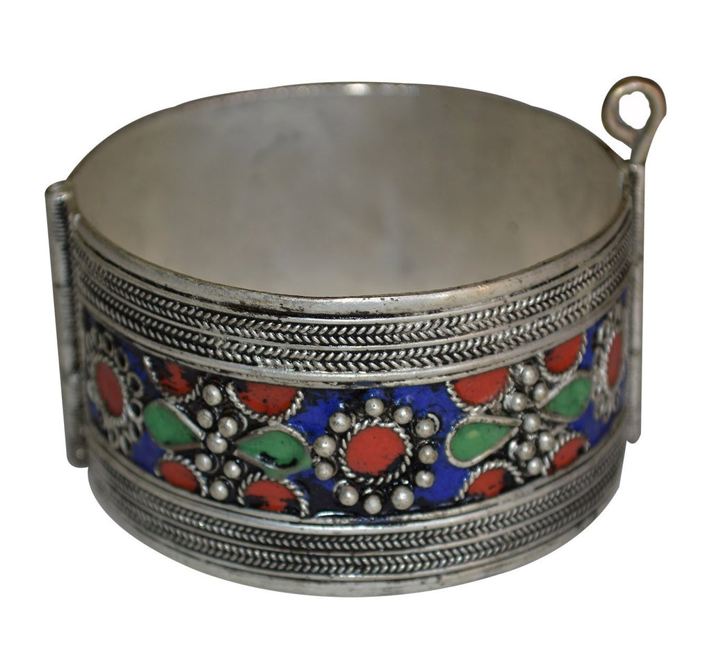 Berber Cuff Bangle Blue Rosette