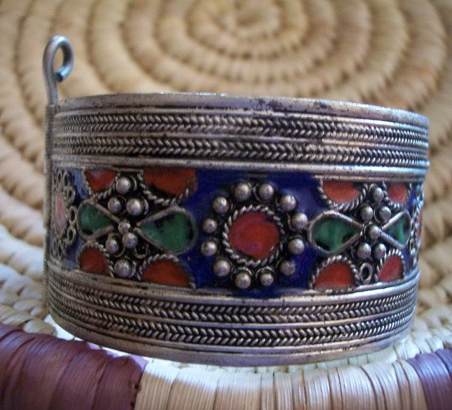 Berber Cuff Bangle Blue Rosette
