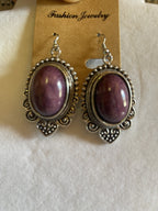 Berber Heart Drop Earrings Purple