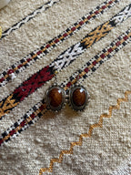 Berber Oval Stone Earrings Brown