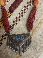 Berber Red Necklace with Triangle Pendant