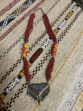 Berber Red Necklace with Triangle Pendant