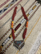 Berber Red Necklace with Triangle Pendant