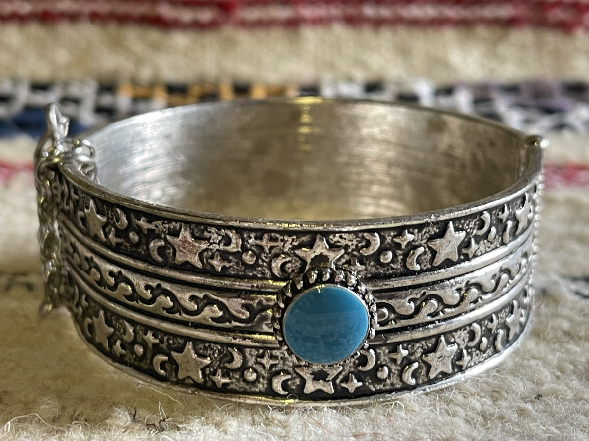 Berber Stars and Moons Bangle Turquoise