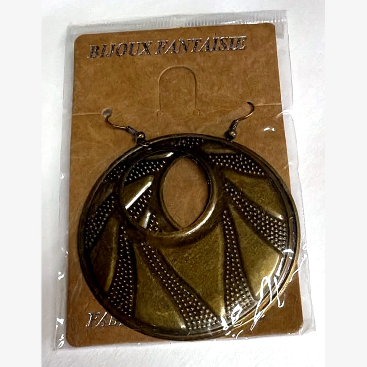 Brass Wheel Open Disc Earrings Bronze