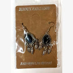 Bullet Oval Stone Earrings Black