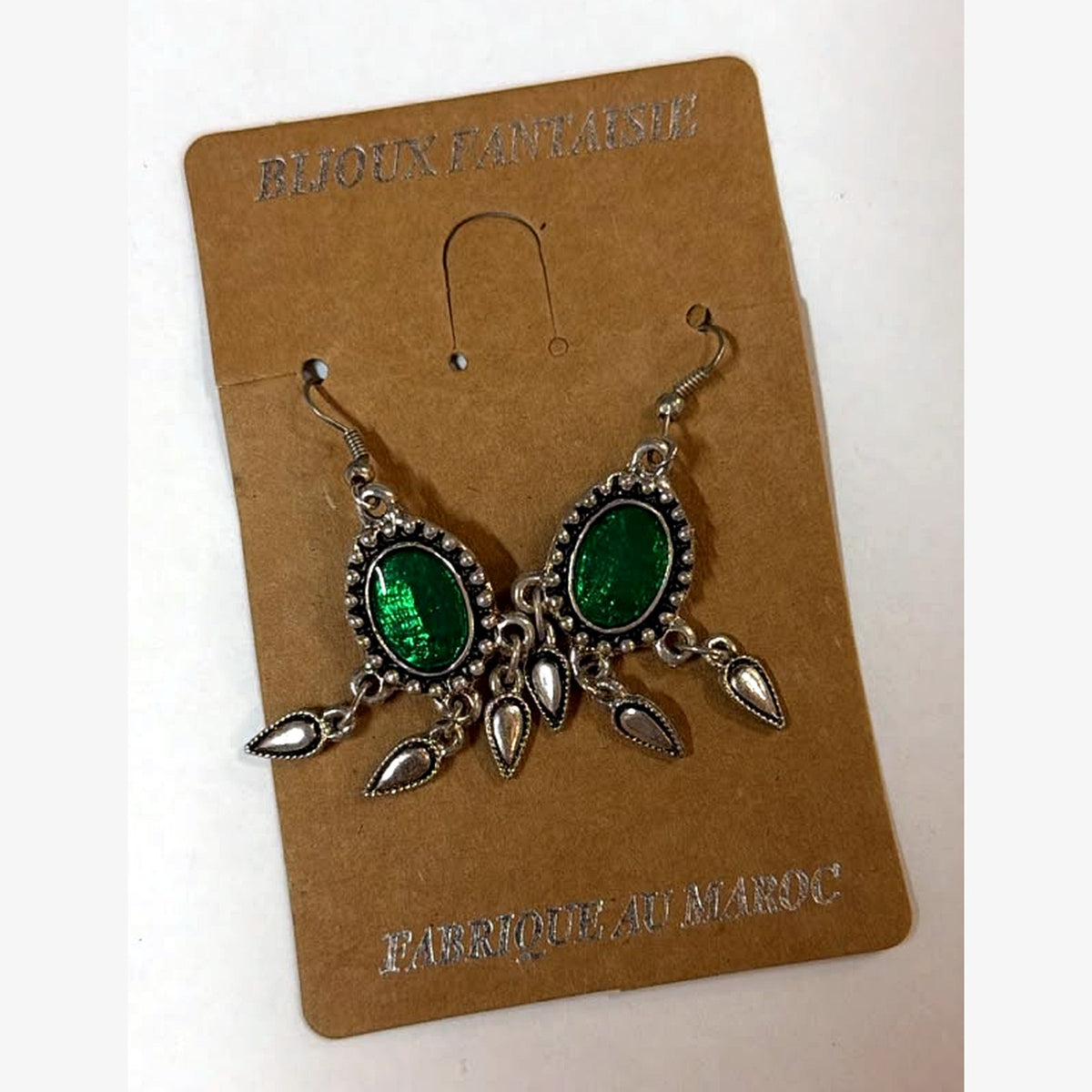 Bullet Oval Stone Earrings Green