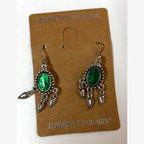 Bullet Oval Stone Earrings Green