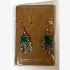 Bullet Oval Stone Earrings Green