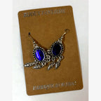 Bullet Oval Stone Earrings Navy