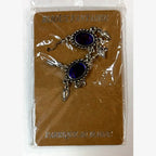 Bullet Oval Stone Earrings Navy