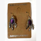 Bullet Oval Stone Earrings Purple