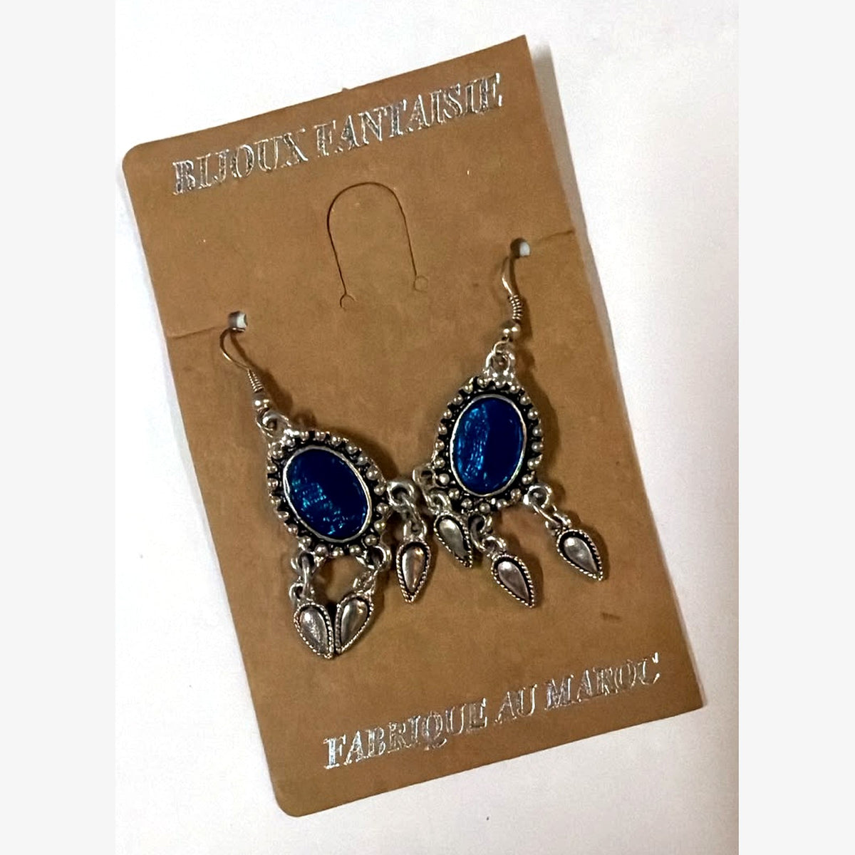 Bullet Oval Stone Earrings Royal