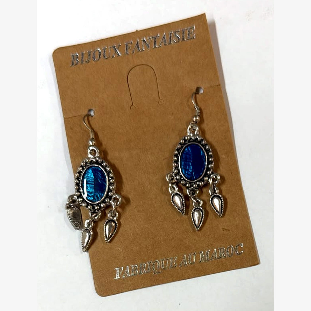 Bullet Oval Stone Earrings Royal