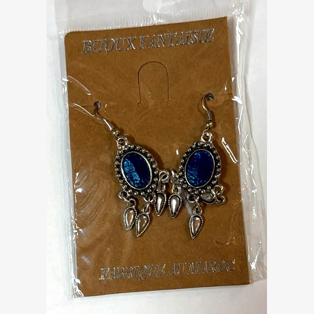 Bullet Oval Stone Earrings Royal