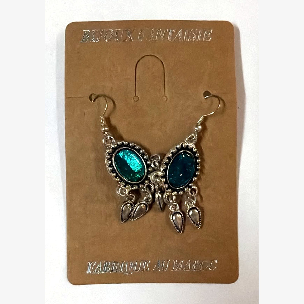 Bullet Oval Stone Earrings Turquoise