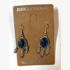 Bullet Oval Stone Earrings Turquoise