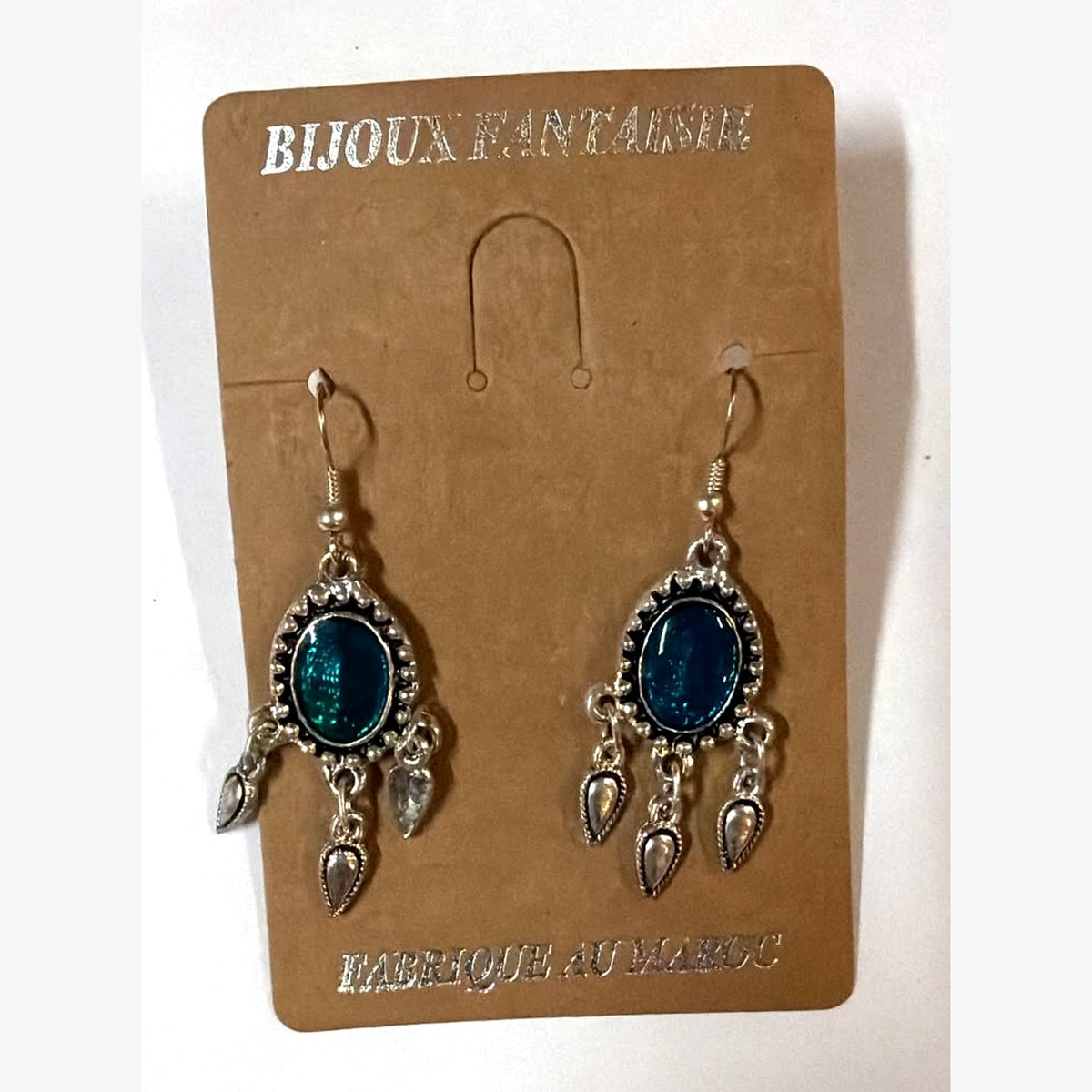 Bullet Oval Stone Earrings Turquoise