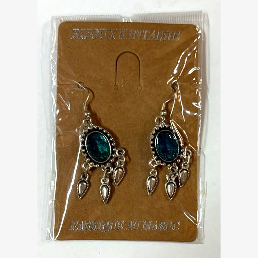 Bullet Oval Stone Earrings Turquoise
