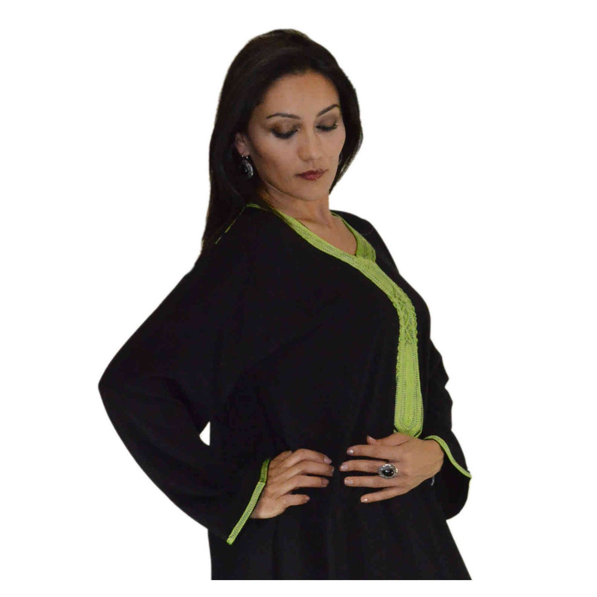 Asmaa Moroccan Woman Casual Kaftan - Black