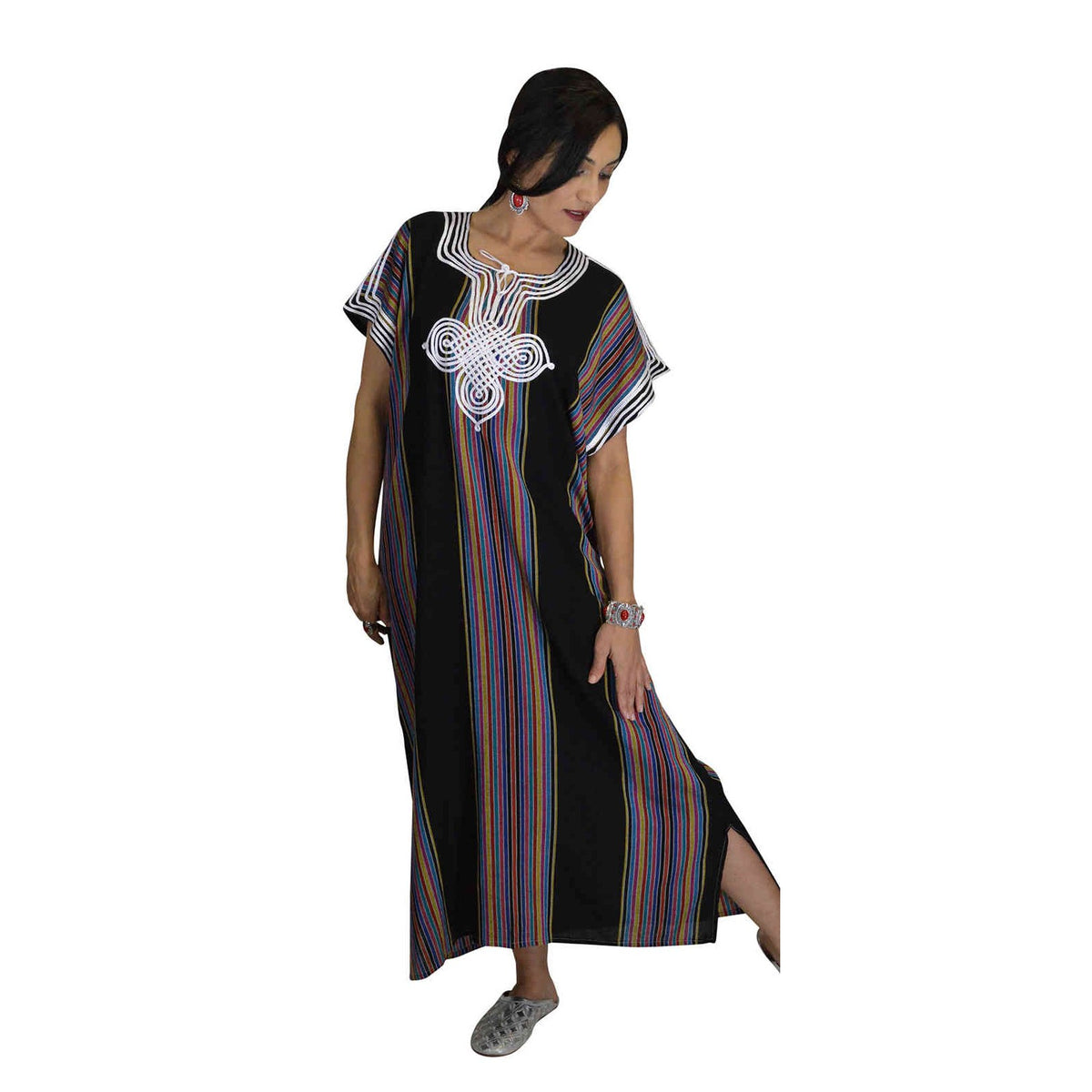 Linen Moroccan Woman Casual Kaftan - Black