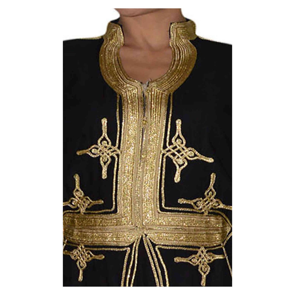 Butterfly Moroccan Woman Casual Kaftan - Black