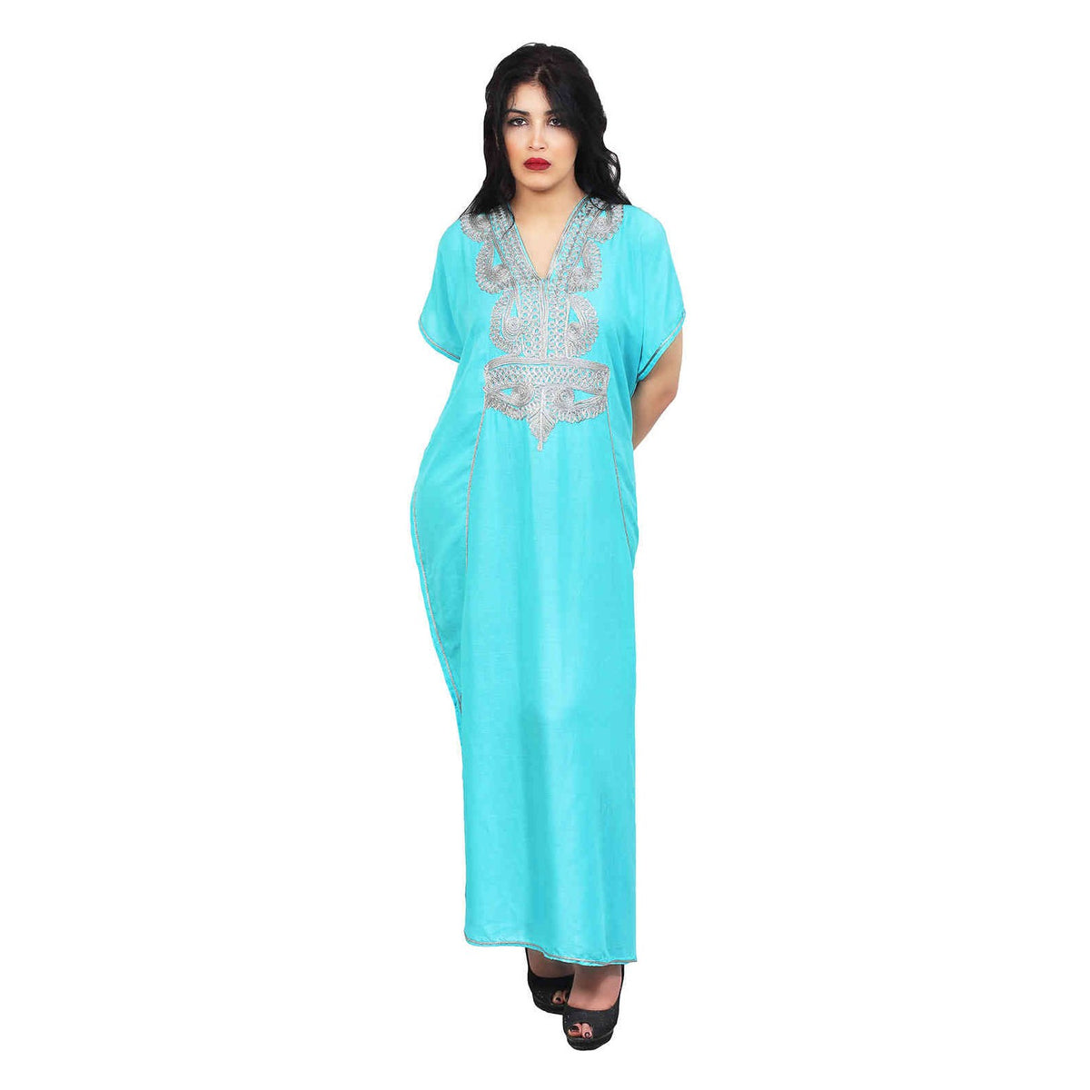 Maria Moroccan Woman Casual Kaftan - Light Blue