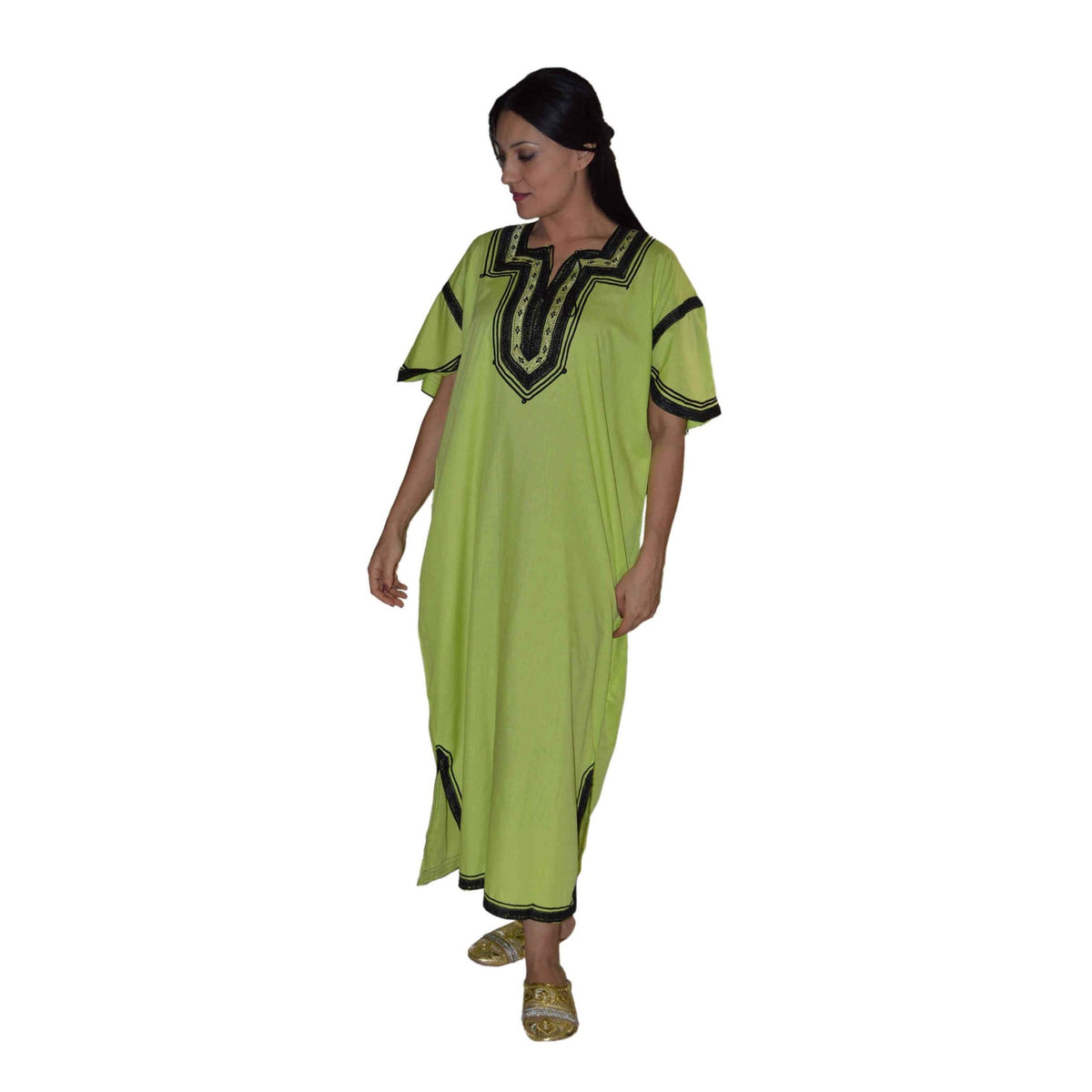 Halima Moroccan Woman Casual Kaftan - Lime