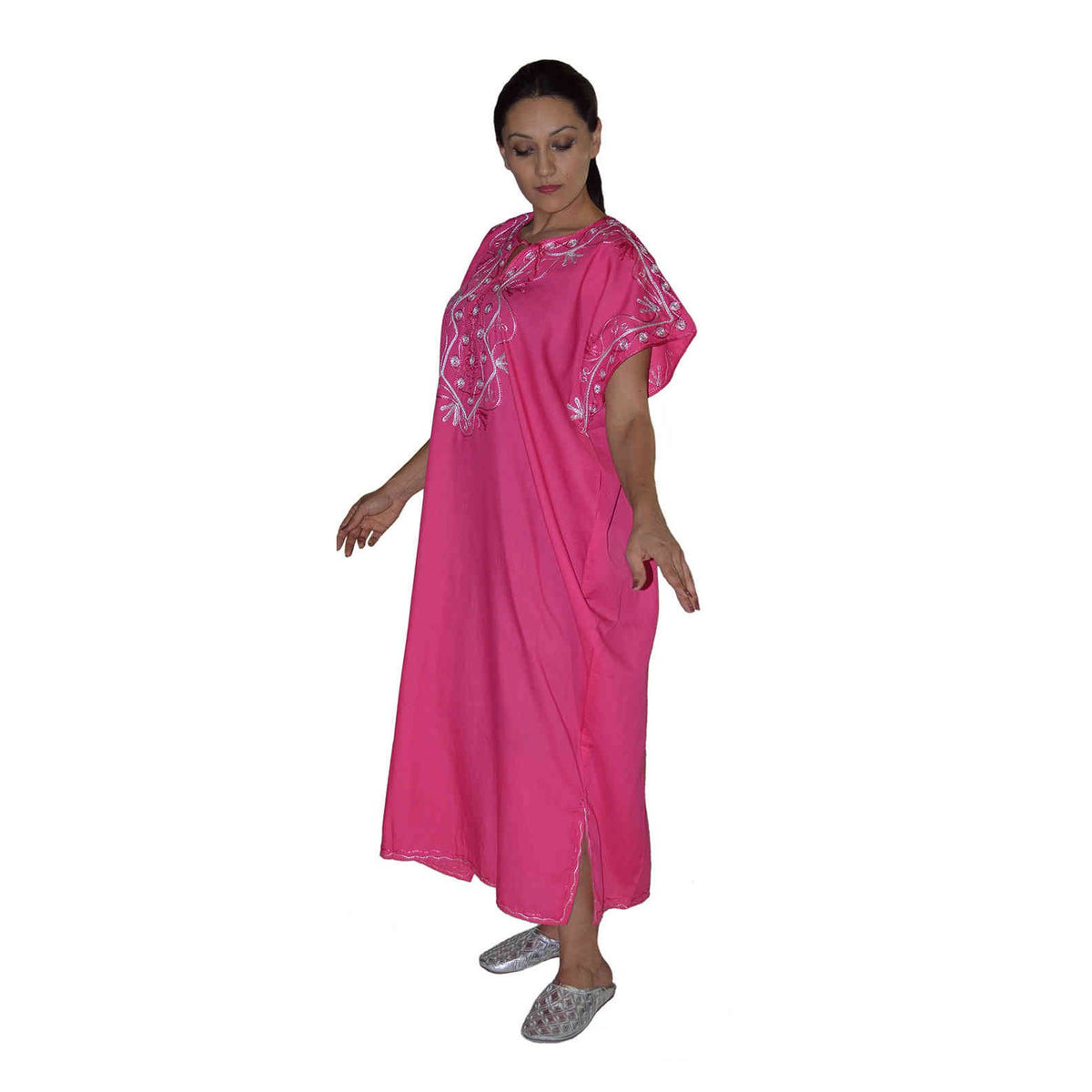Ilham Moroccan Woman Casual Kaftan - Magenta