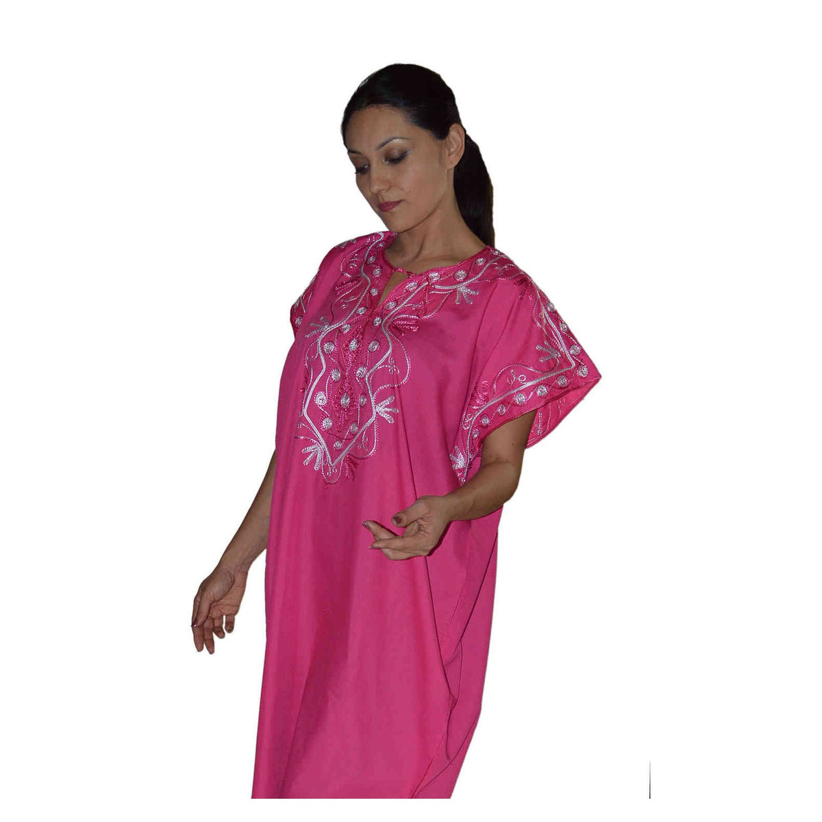 Ilham Moroccan Woman Casual Kaftan - Magenta