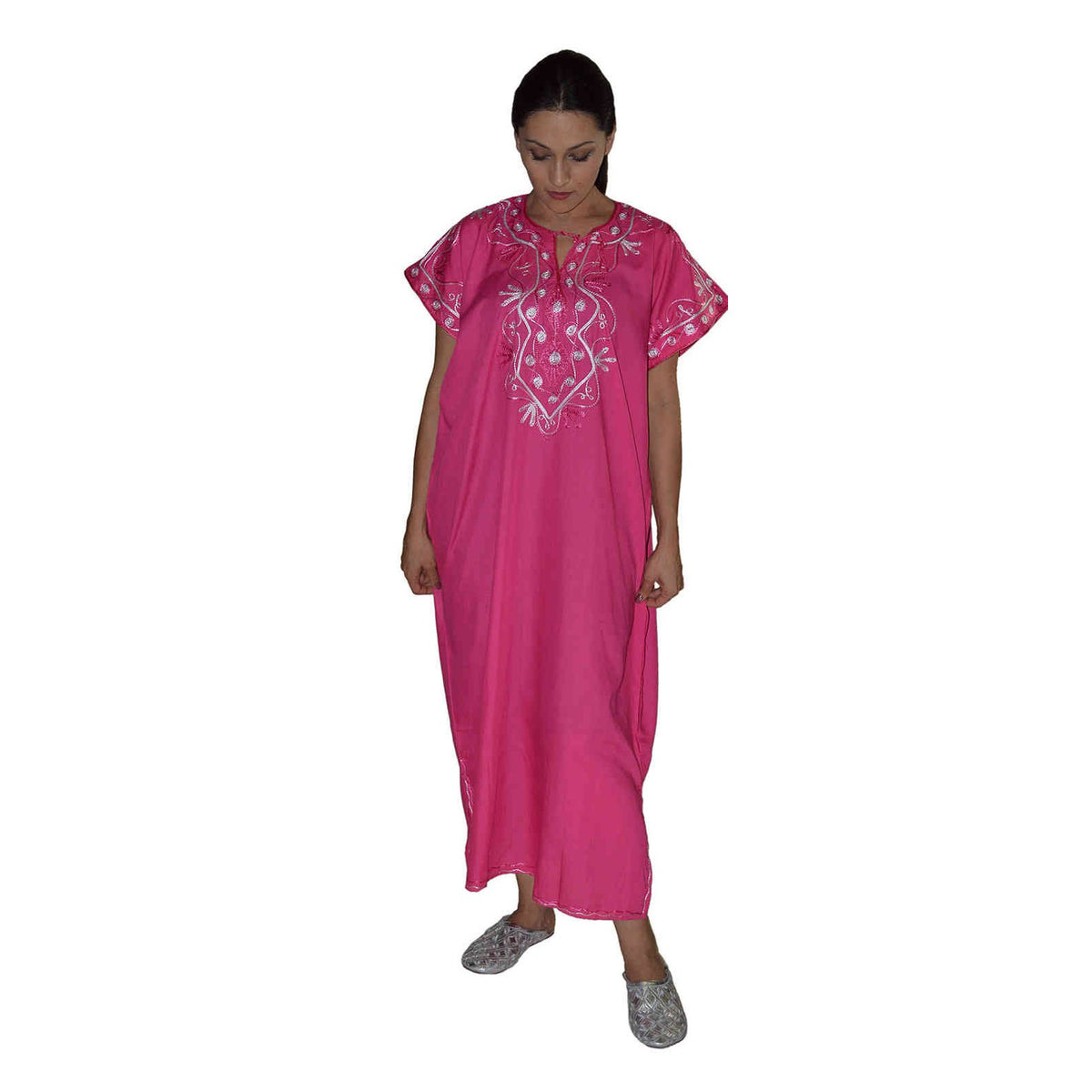 Ilham Moroccan Woman Casual Kaftan - Magenta
