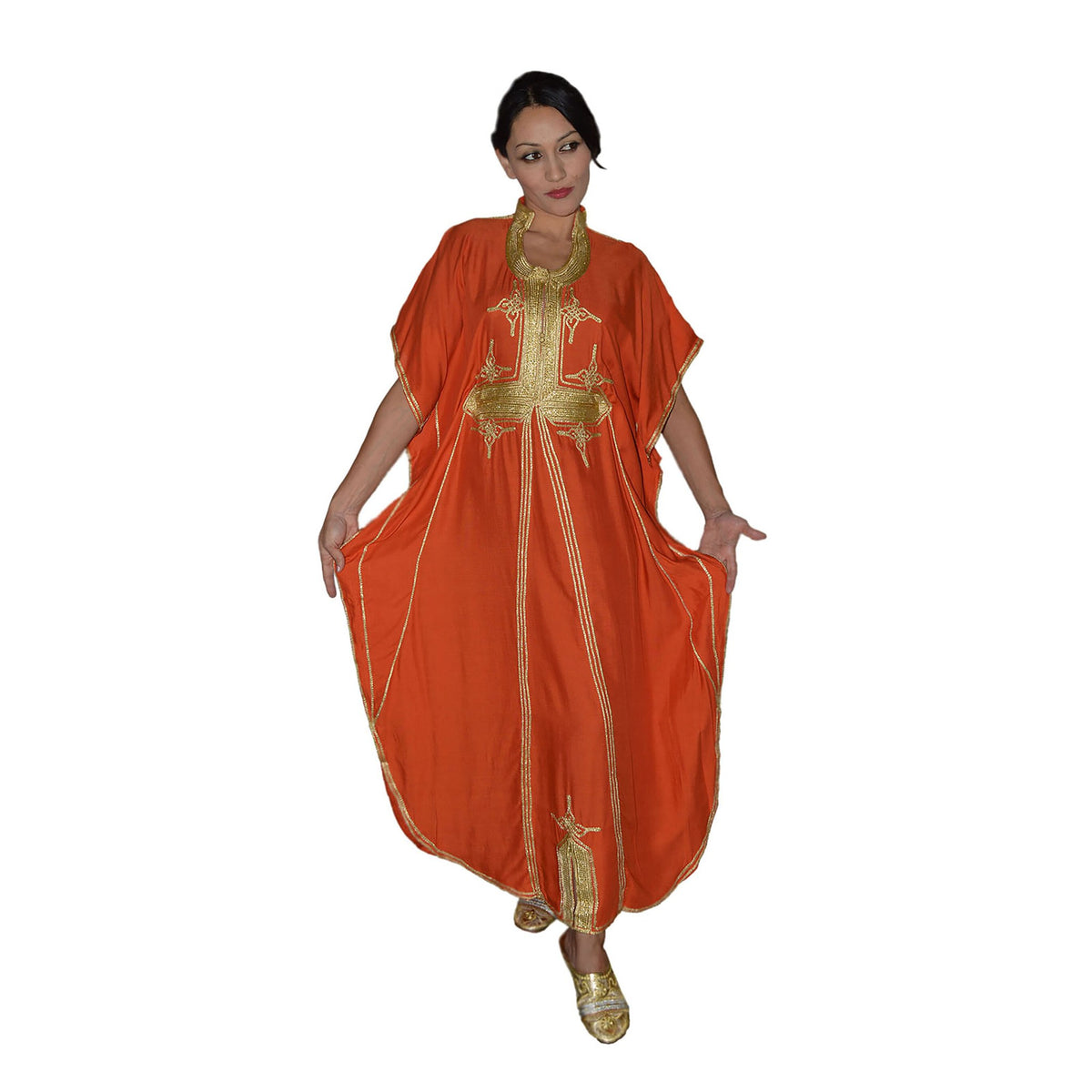 Butterfly Moroccan Woman Casual Kaftan - Orange