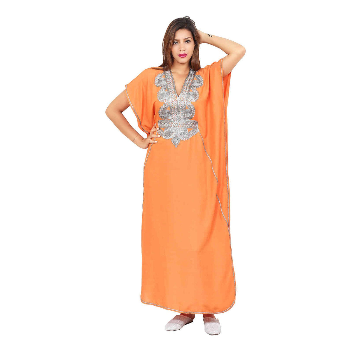 Maria Moroccan Woman Casual Kaftan - Orange