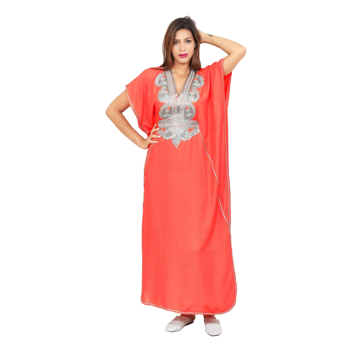 Maria Moroccan Woman Casual Kaftan - Salmon