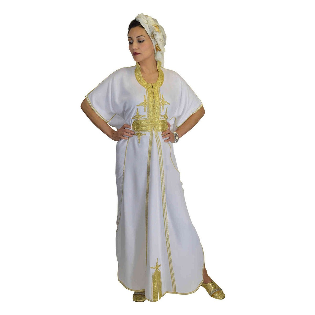 Butterfly Moroccan Woman Casual Kaftan - White