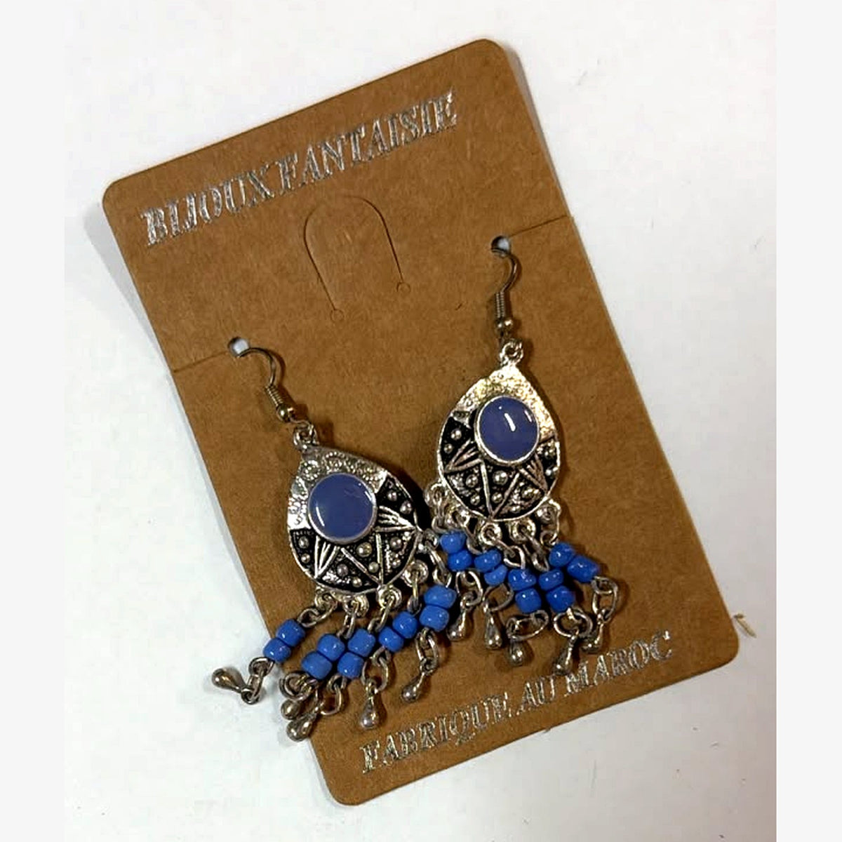 Chlouh Beaded Fringe Earrings Blue