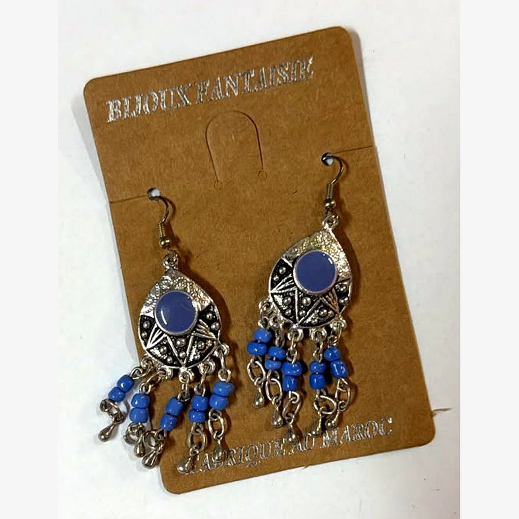 Chlouh Beaded Fringe Earrings Blue