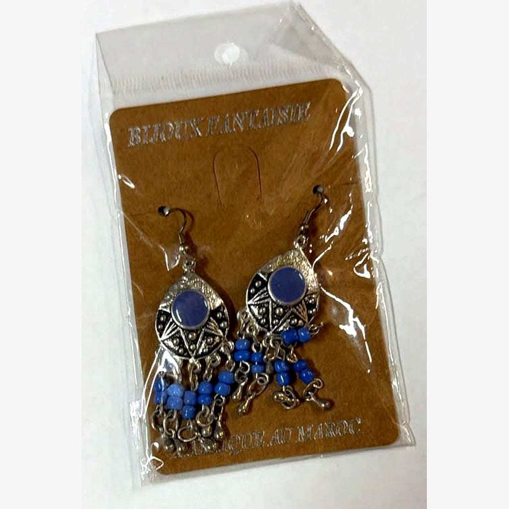 Chlouh Beaded Fringe Earrings Blue