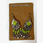 Chlouh Beaded Fringe Earrings Lime