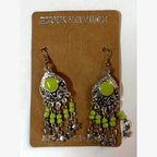 Chlouh Beaded Fringe Earrings Lime