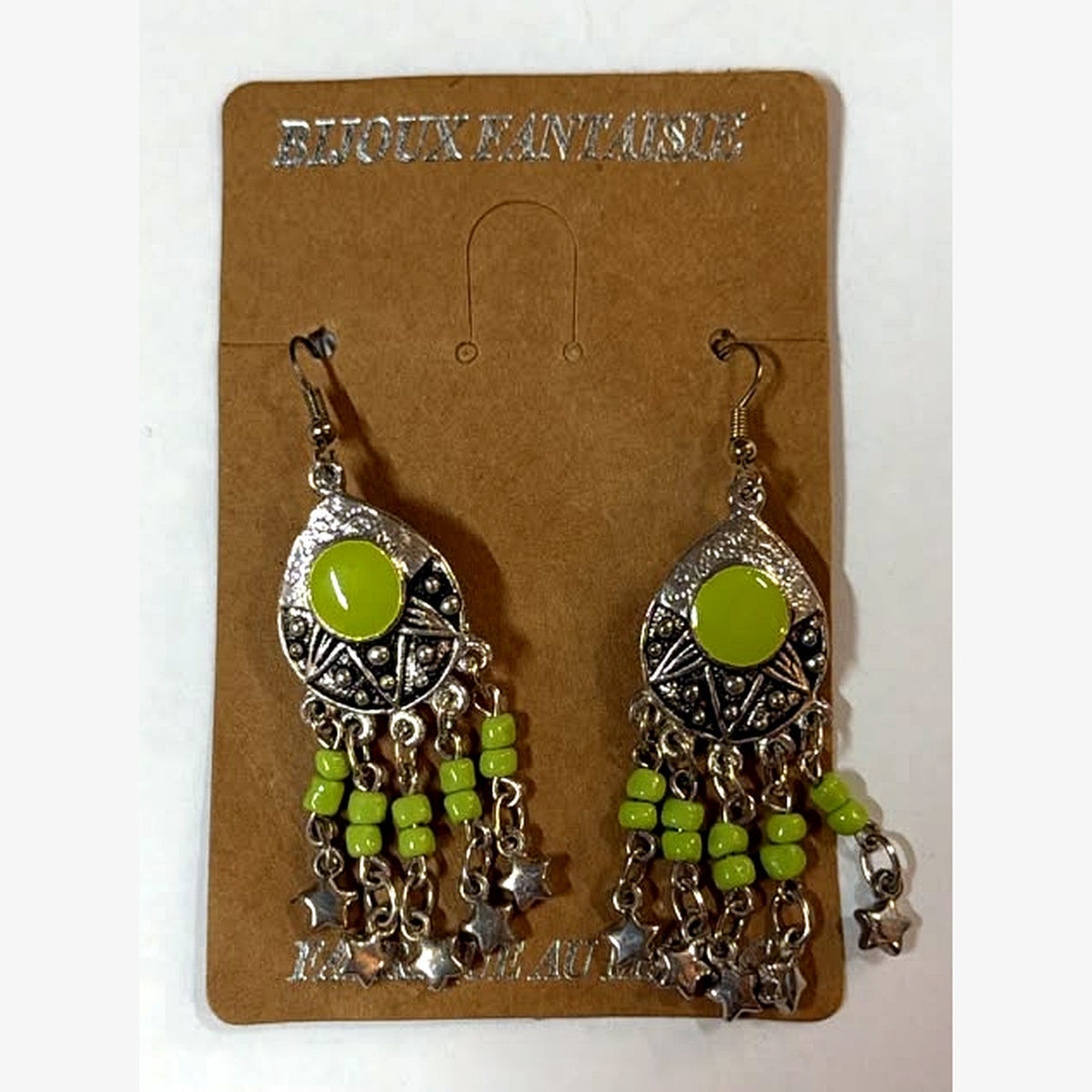 Chlouh Beaded Fringe Earrings Lime