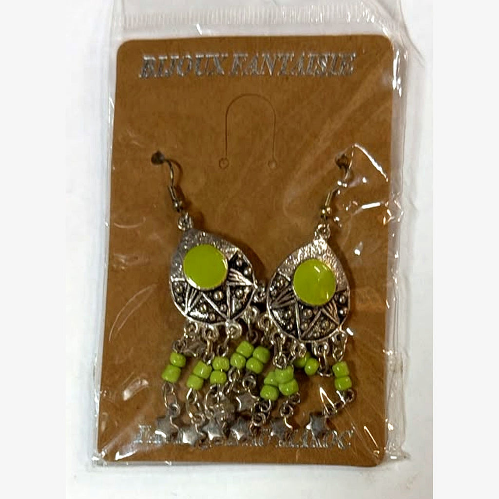 Chlouh Beaded Fringe Earrings Lime