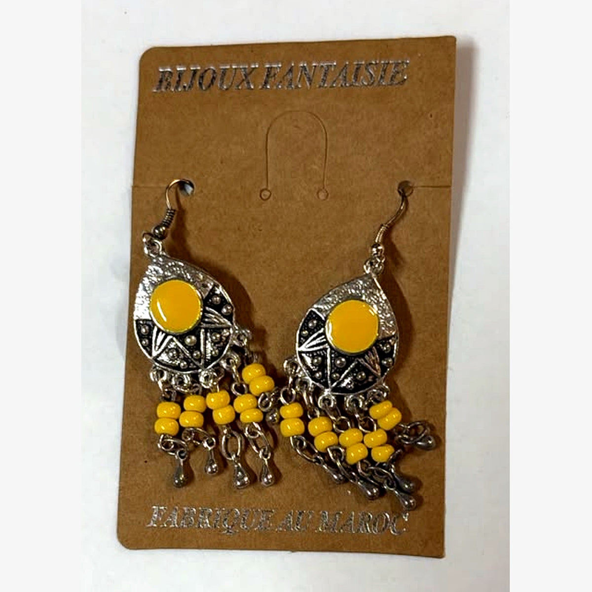 Chlouh Beaded Fringe Earrings Yellow