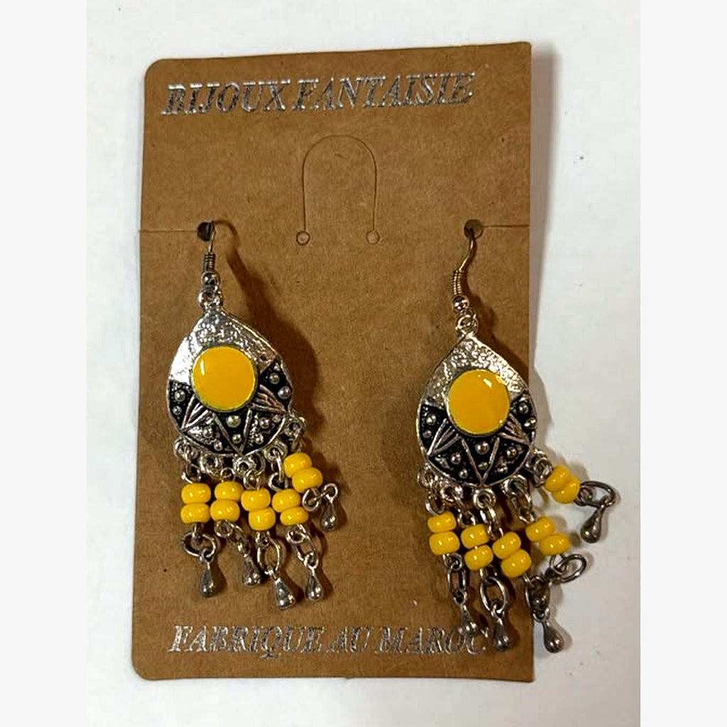 Chlouh Beaded Fringe Earrings Yellow