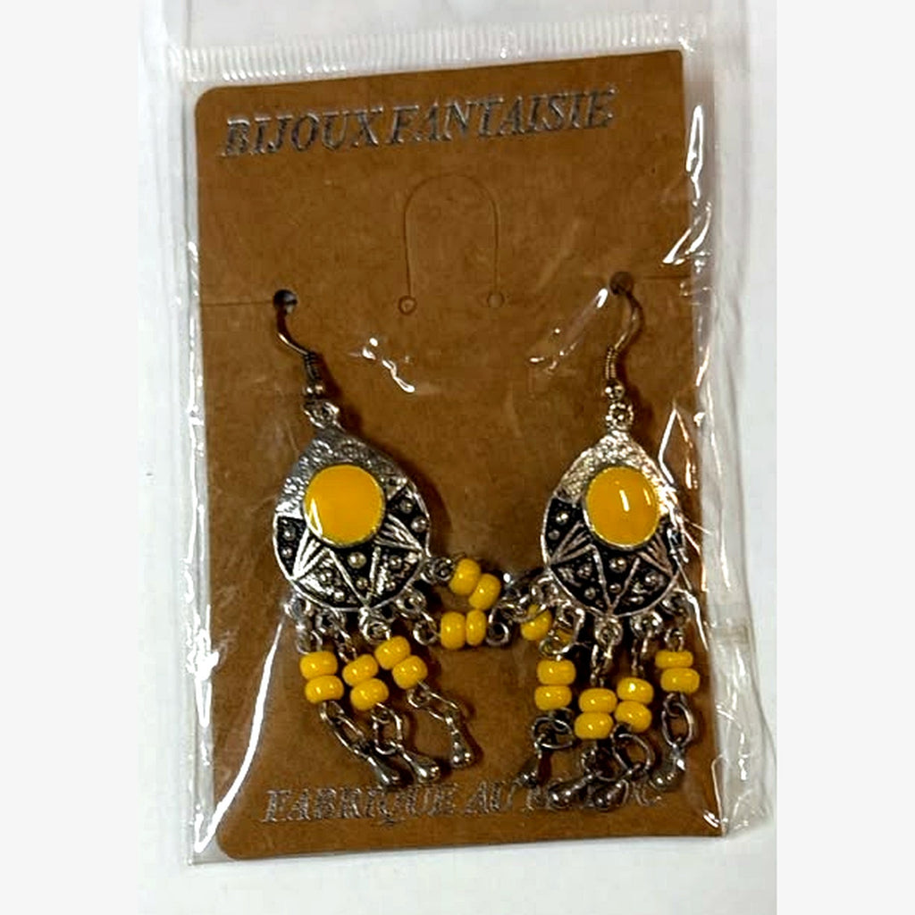 Chlouh Beaded Fringe Earrings Yellow