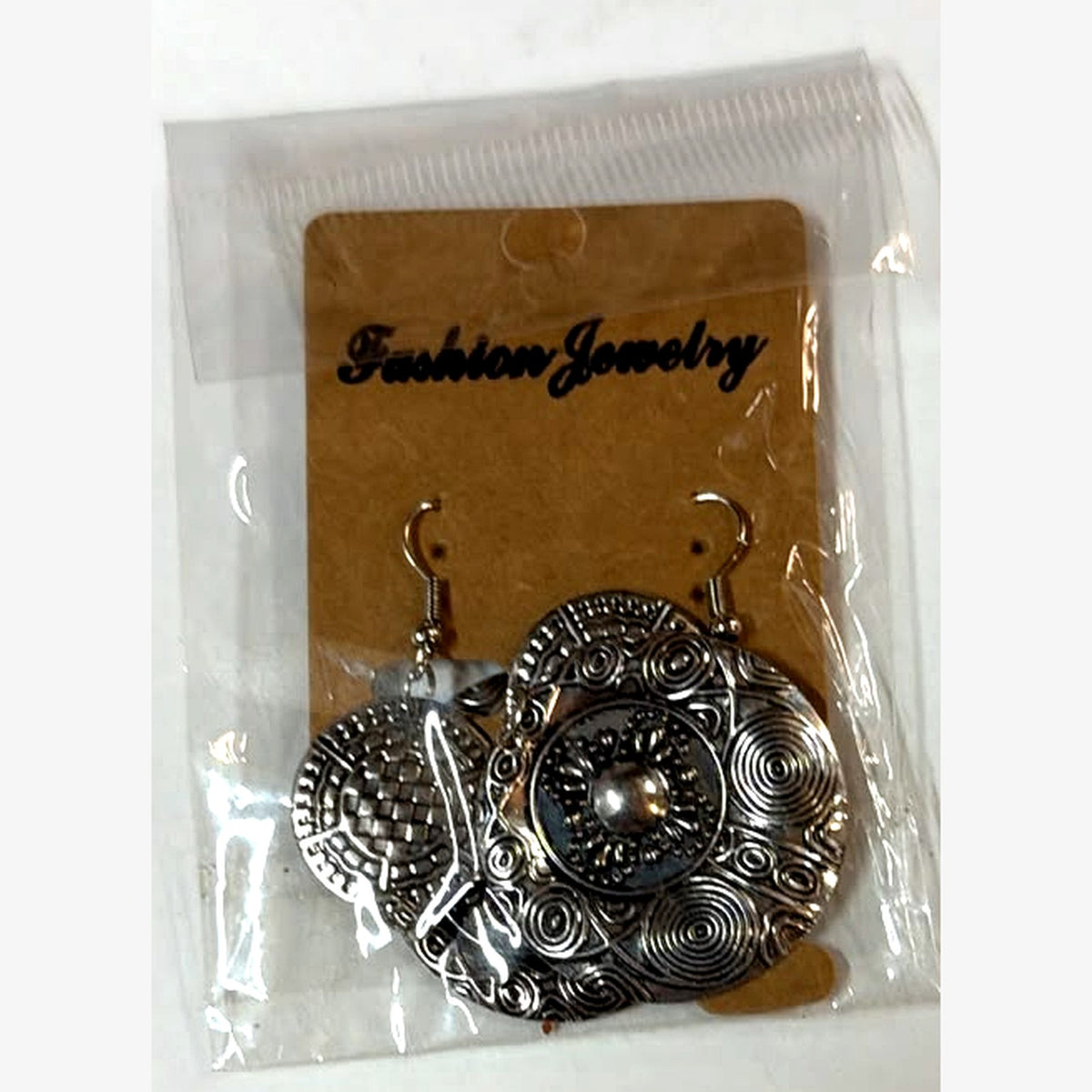 Coin Domed Disc Earrings Silver